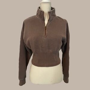 Forever 21 Brown Quarter-Zip Sweater